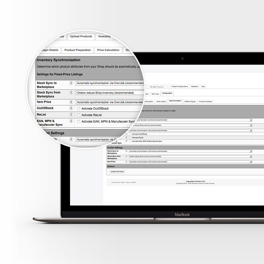 magnalister synchronizes stock levels between your online store and connected marketplaces